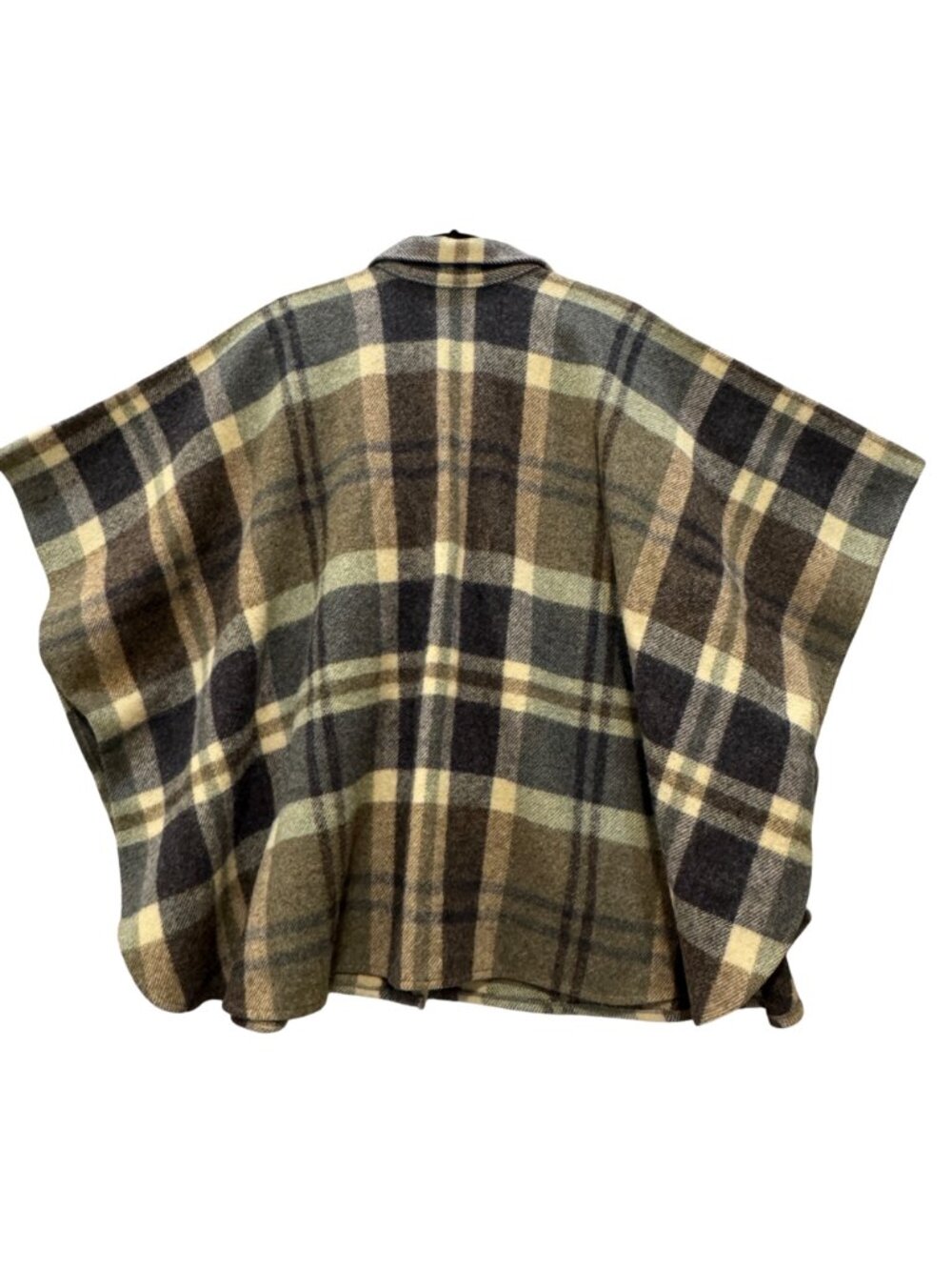Vintage Amana Woolen Mills Poncho Size L 1970s Boho Hippie Earth Tones Plaid - Picture 2 of 11